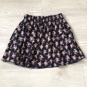 Miss Daisy Floral Print Casual Navy Mini Skirt